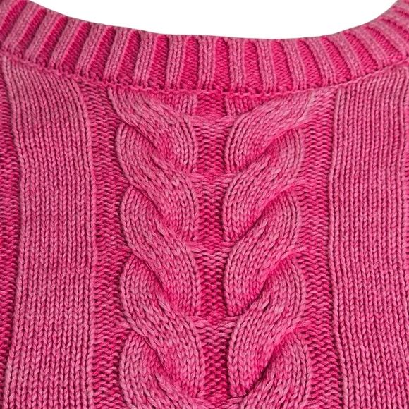 Altar'd State Anthropologie Washed Red Pink Cable Knit Crop Sweater - Picture 2 of 7